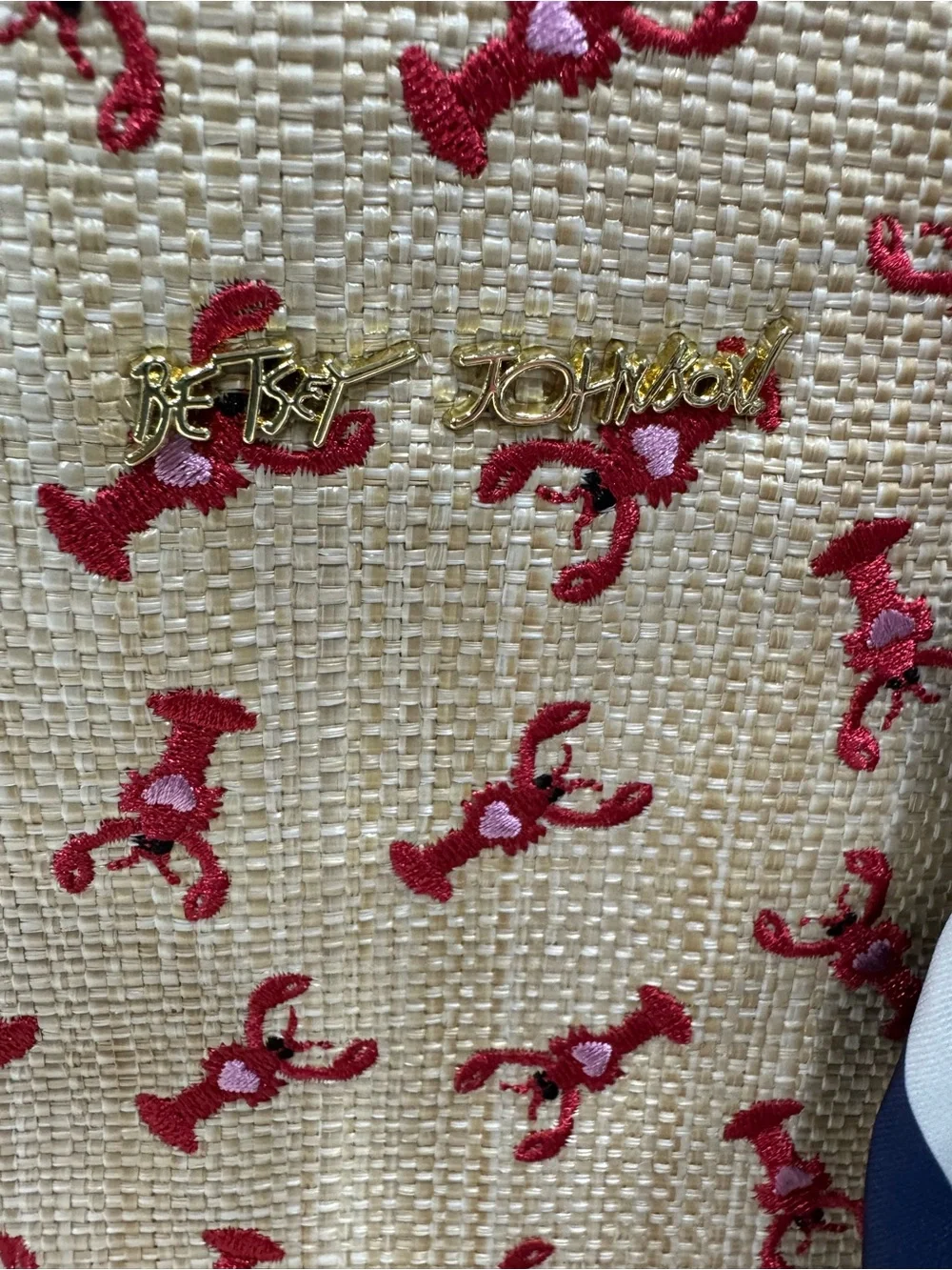 NWOT- Betsey Red Embroidered Tote with Navy-White Scarf